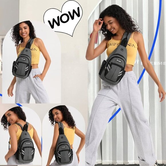 Versatile Sling Bag with Reflective Safety Strips - Perfect for Travel & Hiking - Picture 2 of 7